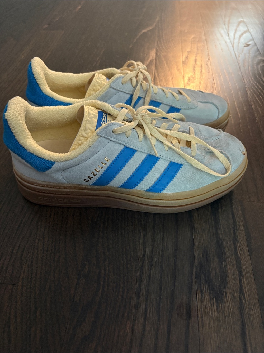 adidas Women’s Gazelle Sneakers in Blue and Cream